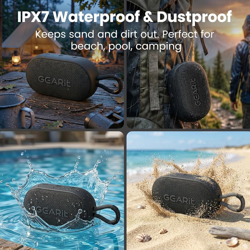 GearIT SoundPuck Bluetooth Speaker, 6W Pocket-Sized Sound, IPX7 Waterproof, TWS Pairing, Bluetooth 5.3, Hands-Free Calling, Portable with Carrying Strap, Black - Image 3