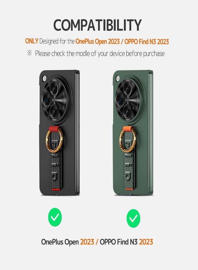 NINKI Compatible Hard Case for OnePlus Open Flip Case with Strap & Screen Protector, Oppo Find N3 Cover - Thin, Lightweight - Green - Image 2