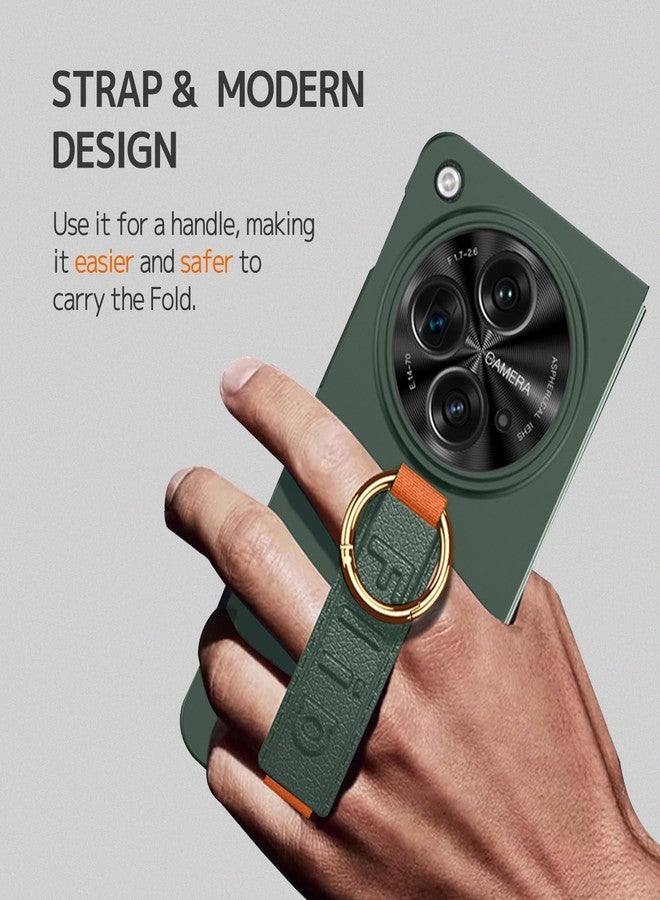 NINKI Compatible Hard Case for OnePlus Open Flip Case with Strap & Screen Protector, Oppo Find N3 Cover - Thin, Lightweight - Green - Image 4