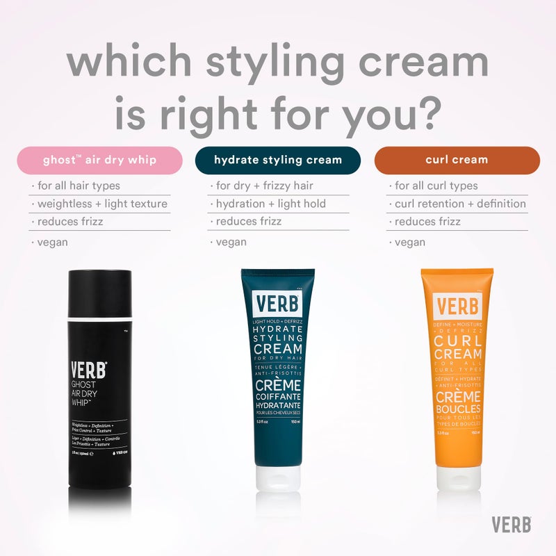 VERB Hydrate Styling Cream, 5.3 oz - Smooth + Reduce Frizz for Dry + Frizzy Hair - Amber + Warm Jasmine Scent - Image 3