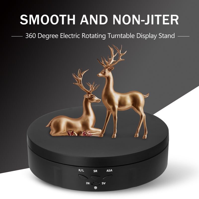 360 Degree Electric Rotating Turntable: Black, 3-Speed 2-4-7.5 Rpm, 10Kg Load, Forward Reverse & Angle-Set Round-Trip Rotation - Usb Or Battery Powered Display Stand for Video Shooting, Product Showca - Image 5