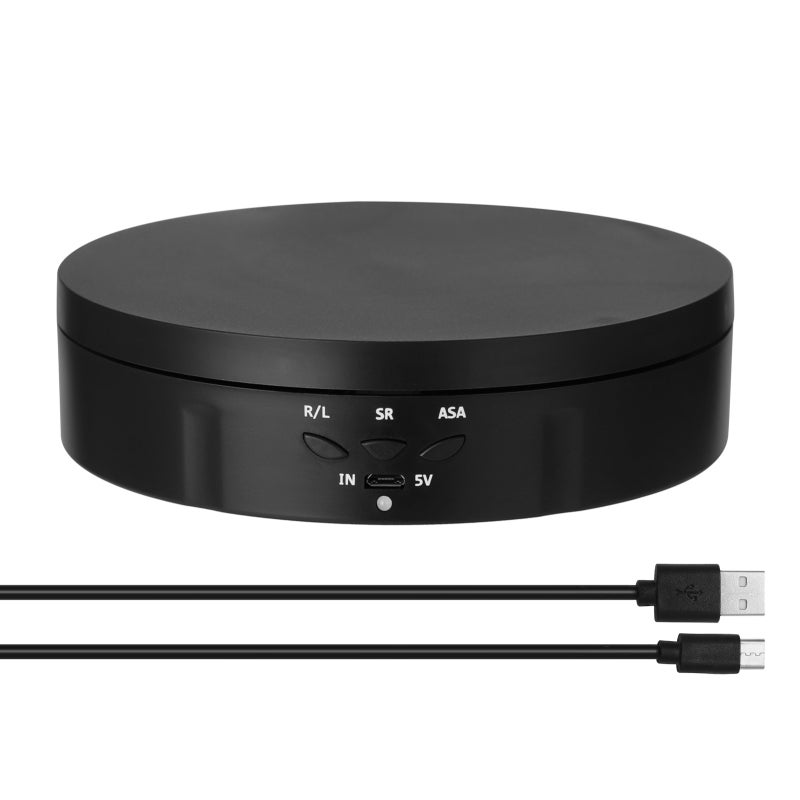 360 Degree Electric Rotating Turntable: Black, 3-Speed 2-4-7.5 Rpm, 10Kg Load, Forward Reverse & Angle-Set Round-Trip Rotation - Usb Or Battery Powered Display Stand for Video Shooting, Product Showca - Image 1