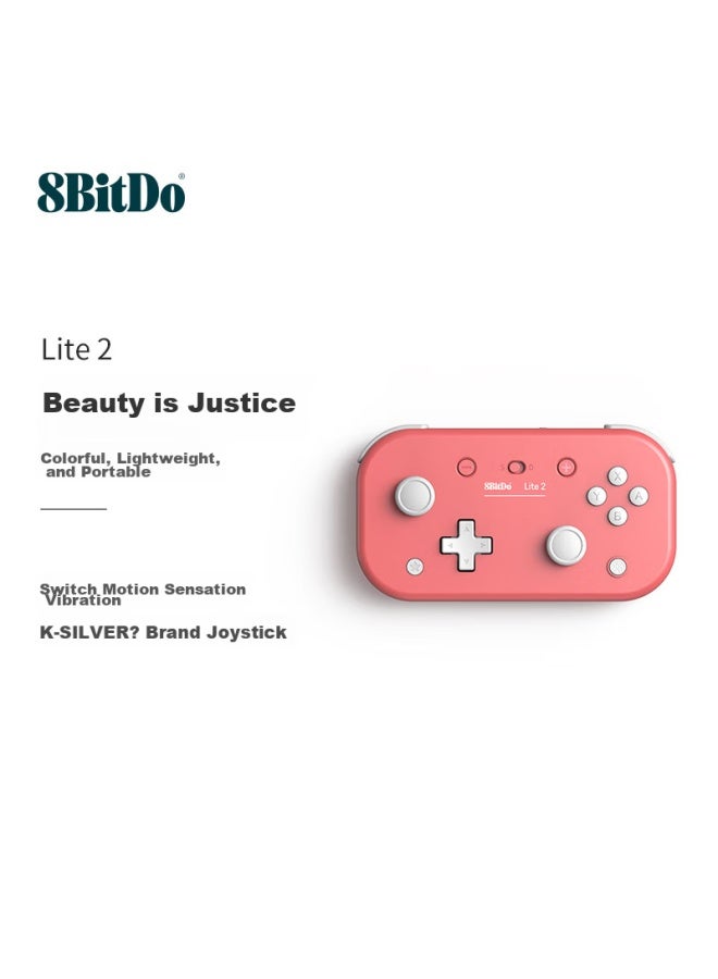 8بت دو 8bitdo Lite 2 وحدة تحكم لاسلكية بلوتوث للألعاب من أجل Zelda: Tears Of The Kingdom، وحدة تحكم استشعار الحركة تهتز لأجهزة أندرويد، Coral Red - Image 1