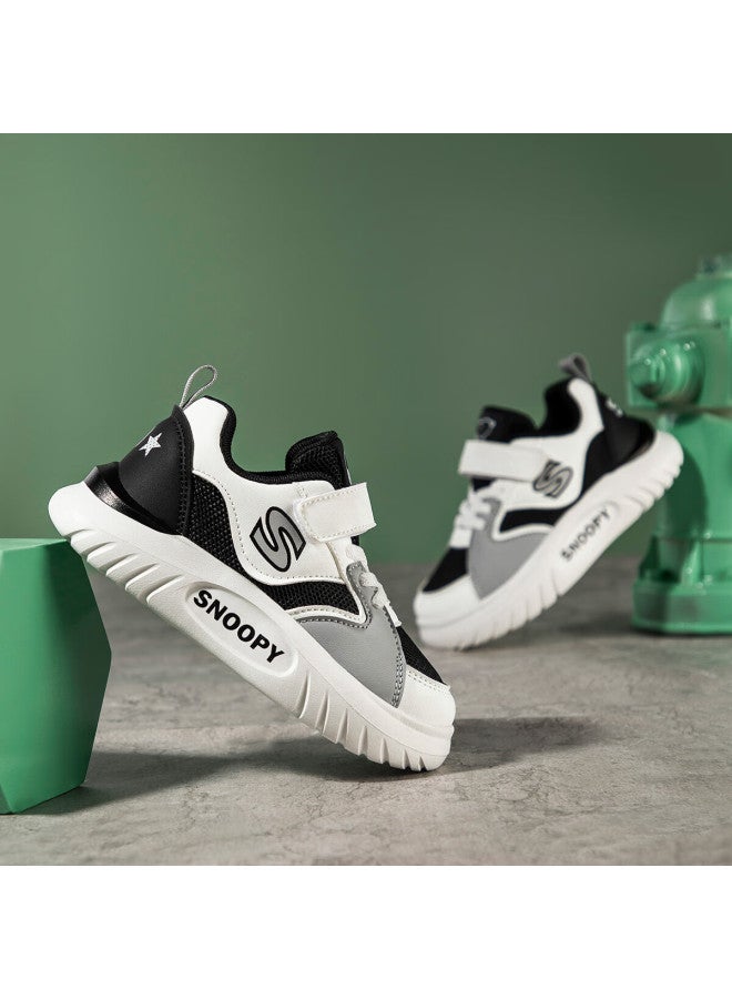 Snoopy Children's Sneakers, Versatile Casual Shoes, Breathable Mesh Running Shoes, White Shoes, 3806 Black White Gray, Size 33 - Image 2