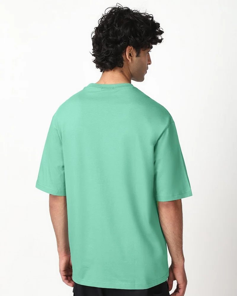 bewakoof  Men's Granite Green Oversized T-shirt for Men | Best Price UAE