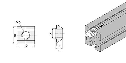 TOPINSTOCK Pre-Assembly T Nut Size M6 for 2020 Aluminum Extrusion Pack of 100 (M6) - Image 2
