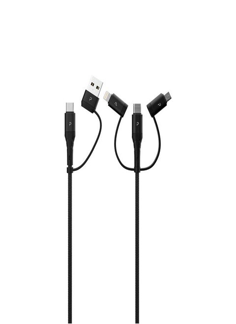 Braided 60W USB-A All in 1 1.2M / Nylon Braided Design - Black