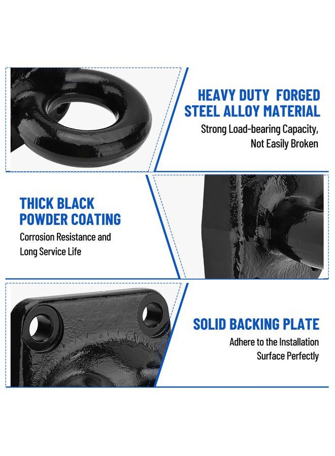 Racewill 4-Bolt Pintle Hitch Lunette Ring, I.D. 3 inch, Towing Weight 60000 lbs, Black Heavy Duty Steel with 6 inch Bolt Base for Truck Trailer - Image 2