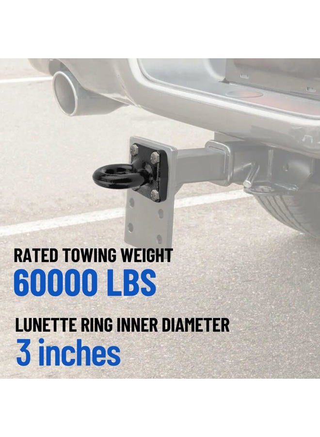Racewill 4-Bolt Pintle Hitch Lunette Ring, I.D. 3 inch, Towing Weight 60000 lbs, Black Heavy Duty Steel with 6 inch Bolt Base for Truck Trailer - Image 3