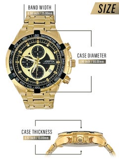JoeFox Men’s Watches with Date, Stainless Steel Band, Large Face Case, Quartz Analog Waterproof Luminous Wrist Watch Big Dial Watch for Men Gold  - Image 2