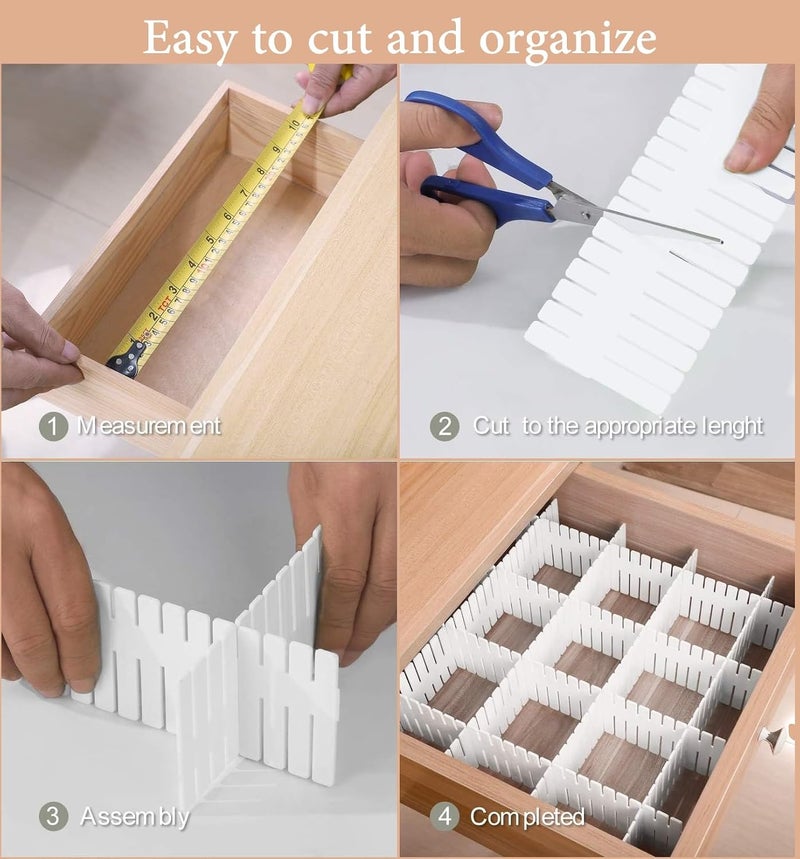 NYALKARAN Adjustable Drawer Divider Set for home and office organization. Customizable, interlocking design for clutter-free storage in drawers and cabinets (Cut at Will) (10) - Image 4