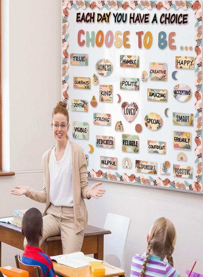 Funrous Boho Motivational Bulletin Board Classroom Decorations Set Inspirational Posters Classroom Decor Choose to Be Positive Accent Cutouts Wall Door Decor for Teachers Back to School Supplies - Image 4