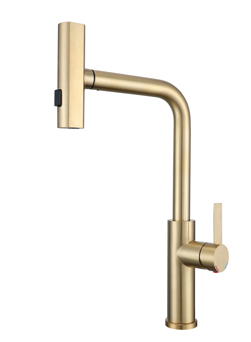 NANAO Kitchen Faucet, 304 Stainless Steel Pull Down Faucet for Kitchen Sink, PVD Gold - Image 1