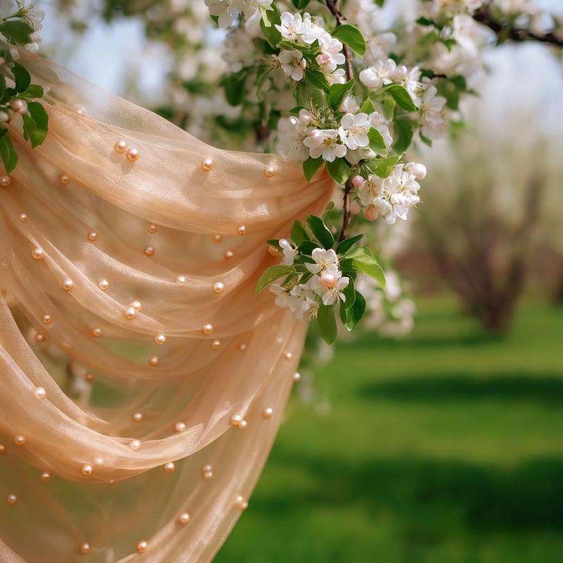 Pink Sheer Bohemian Tulle Tablecloth Wedding Arch Decor Backdrop 2.6ft x 8.2ft - Image 5