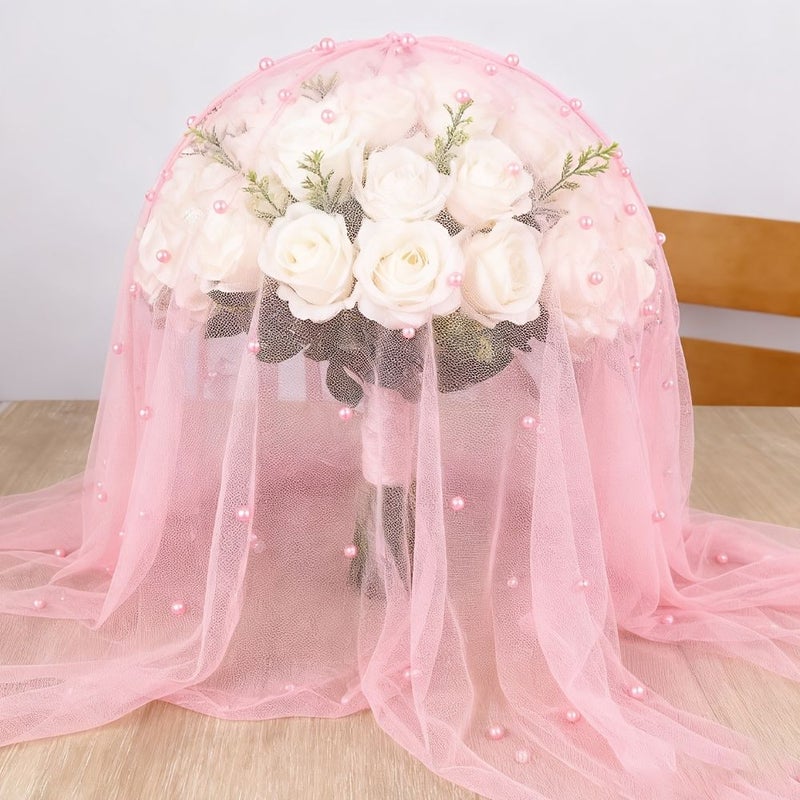Pink Sheer Bohemian Tulle Tablecloth Wedding Arch Decor Backdrop 2.6ft x 8.2ft - Image 3