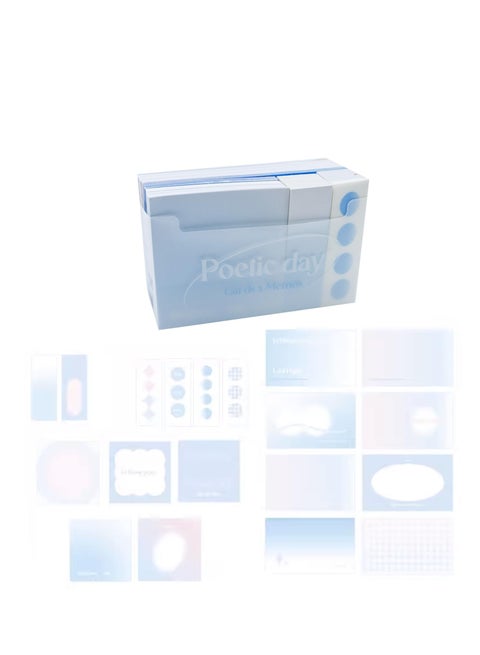 Multi-functional Gradient Index Cards and Holder, Message Memos, Unique Colors, 3x5, Heavy Study Cards, Note Cards Punched for School Learning, Office and Home Uses(Blue)