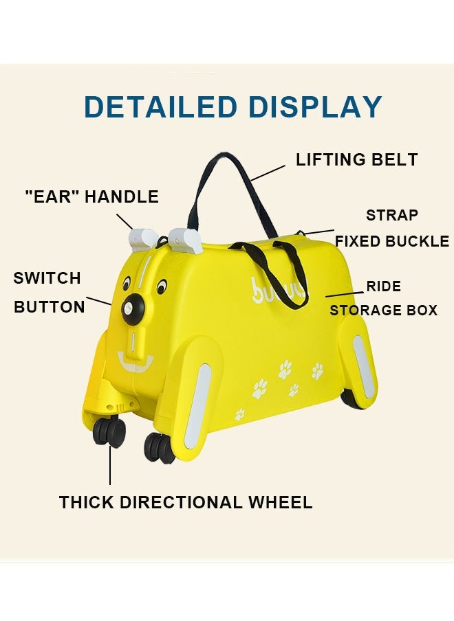 Generic Children'S Trolley Suitcase Can Be Ridden And Seated, Yellow  - Image 2