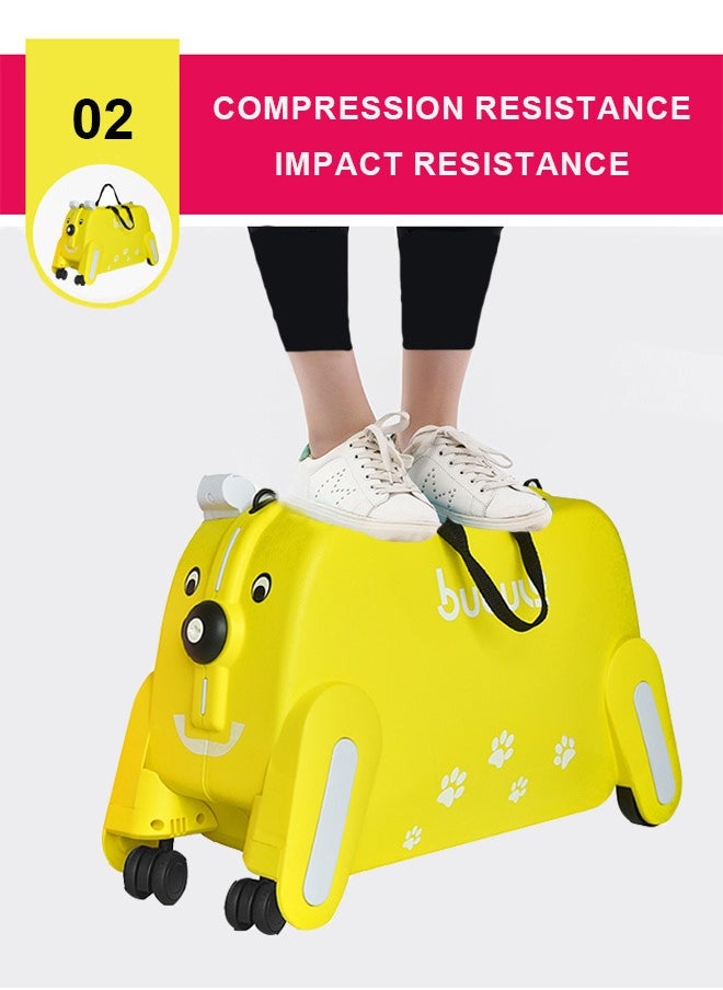 Generic Children'S Trolley Suitcase Can Be Ridden And Seated, Yellow  - Image 4