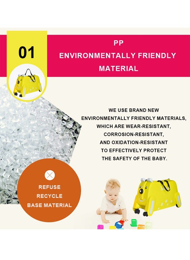 Generic Children'S Trolley Suitcase Can Be Ridden And Seated, Yellow  - Image 3
