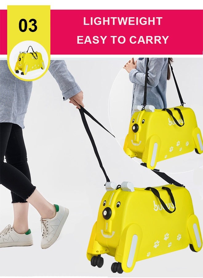 Generic Children'S Trolley Suitcase Can Be Ridden And Seated, Yellow  - Image 5