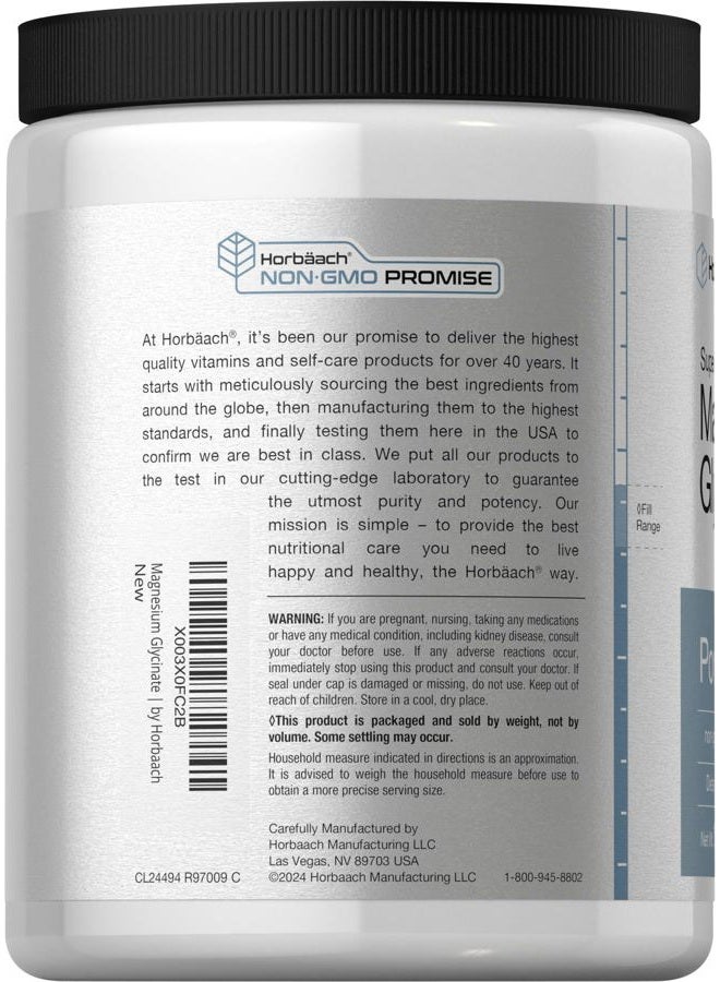 Horbäach Magnesium Glycinate Powder | 1 lb | Lemon Flavored | Superior Absorption | Non-GMO & Gluten Free - Image 3