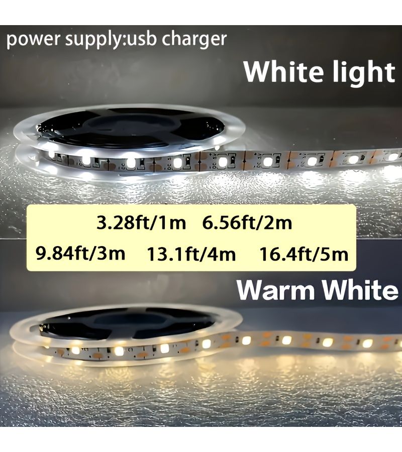 شريط إضاءة LED بطول 3 أمتار يعمل بالحركة، لون أبيض بارد، للتلفزيون، مع مستشعر التشغيل والإيقاف عن طريق حركة اليد، يعمل بمنفذ USB 5 فولت، مزود بشريط لاصق مزدوج الوجه - Image 3