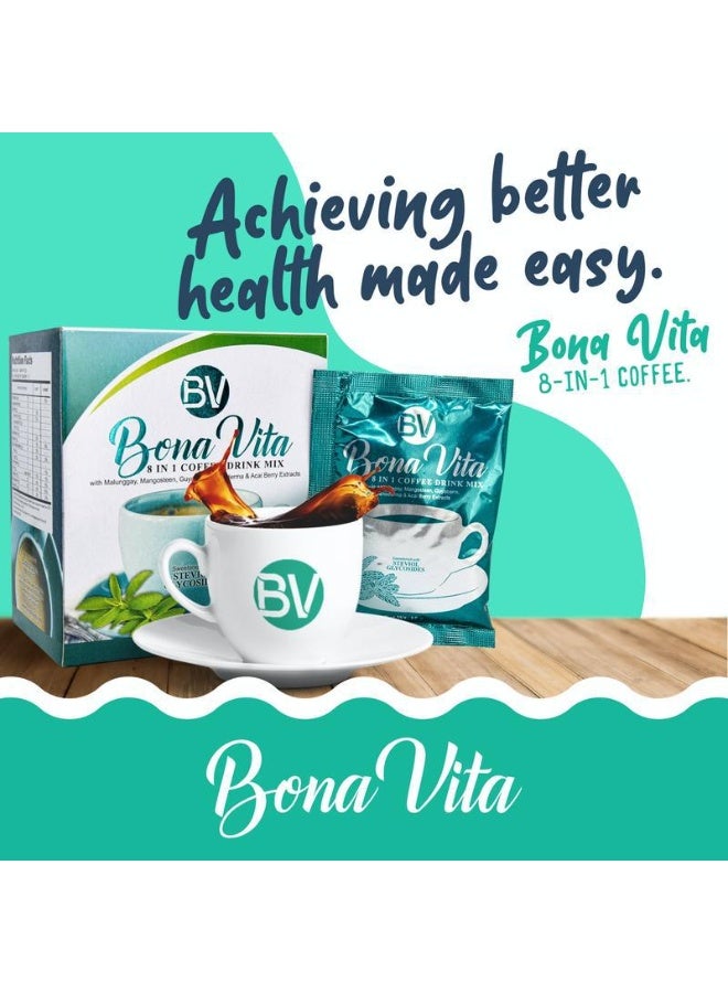 BV 8 IN 1 Coffee Drink Mix with Malunggay, Mangosteen, Guyabano, Ganoderma & Acai Berry Extracts 7g*10bags - Image 2