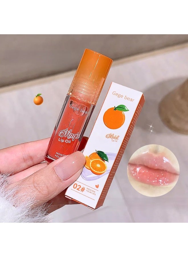 Gege Bear Moisturizing Lip Oil with Fruit Extract | Mirror-Gloss Dewy Finish | Featherlight Non-Tacky Texture | Tinted Shades from Sheer Nude to Bold Berry | Long-Lasting Hydration & Shine | Plumping Glossy Lips | Aesthetic K-Beauty Inspired Lip Gloss for Women Girls (02#Orange Soda, 2.5g) - Image 1