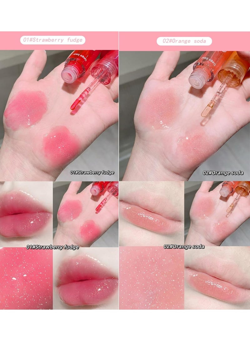 Gege Bear Moisturizing Lip Oil with Fruit Extract | Mirror-Gloss Dewy Finish | Featherlight Non-Tacky Texture | Tinted Shades from Sheer Nude to Bold Berry | Long-Lasting Hydration & Shine | Plumping Glossy Lips | Aesthetic K-Beauty Inspired Lip Gloss for Women Girls (02#Orange Soda, 2.5g) - Image 4
