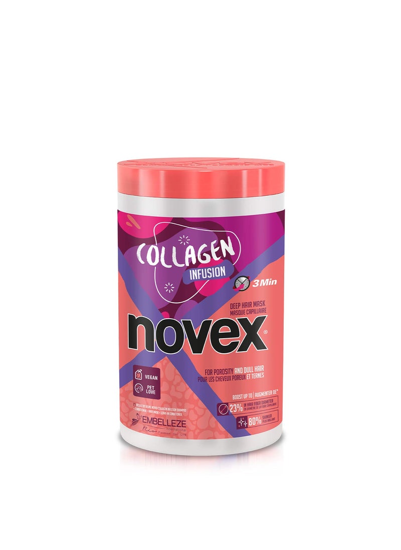 NOVEX NOVEX Collagen Infusion Hair Mask for Stronger Thicker and Shinier Hair, 400g/14.1oz - Hair Conditioning Mask with Natural Ingredients, Vegan, Not Tested on Animals 
