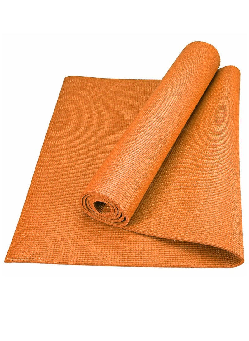 Generic - PVC Yoga Exercise Mat With Carrying Bag 6MM Thick x173cm Lx61cm W, Orange - Image 1