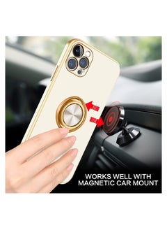 YOMNA Case Cover with 360° Ring Holder, Shock Absorption, Camera Protection, Anti-Slip, Lightweight, TPU, Slim Shockproof Kickstand Magnetic Car Mount Protective Phone Cover for 13 Pro Max (White)  - Image 5