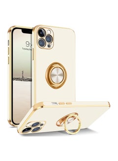 YOMNA Case Cover with 360° Ring Holder, Shock Absorption, Camera Protection, Anti-Slip, Lightweight, TPU, Slim Shockproof Kickstand Magnetic Car Mount Protective Phone Cover for 13 Pro Max (White)  - Image 1