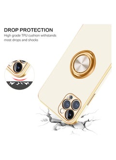 YOMNA Case Cover with 360° Ring Holder, Shock Absorption, Camera Protection, Anti-Slip, Lightweight, TPU, Slim Shockproof Kickstand Magnetic Car Mount Protective Phone Cover for 13 Pro Max (White)  - Image 4