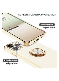 YOMNA Case Cover with 360° Ring Holder, Shock Absorption, Camera Protection, Anti-Slip, Lightweight, TPU, Slim Shockproof Kickstand Magnetic Car Mount Protective Phone Cover for 13 Pro Max (White)  - Image 3