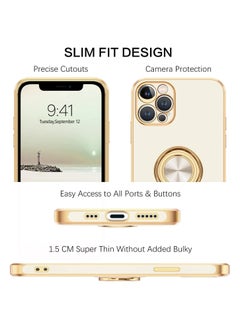 YOMNA Case Cover with 360° Ring Holder, Shock Absorption, Camera Protection, Anti-Slip, Lightweight, TPU, Slim Shockproof Kickstand Magnetic Car Mount Protective Phone Cover for 13 Pro Max (White)  - Image 2