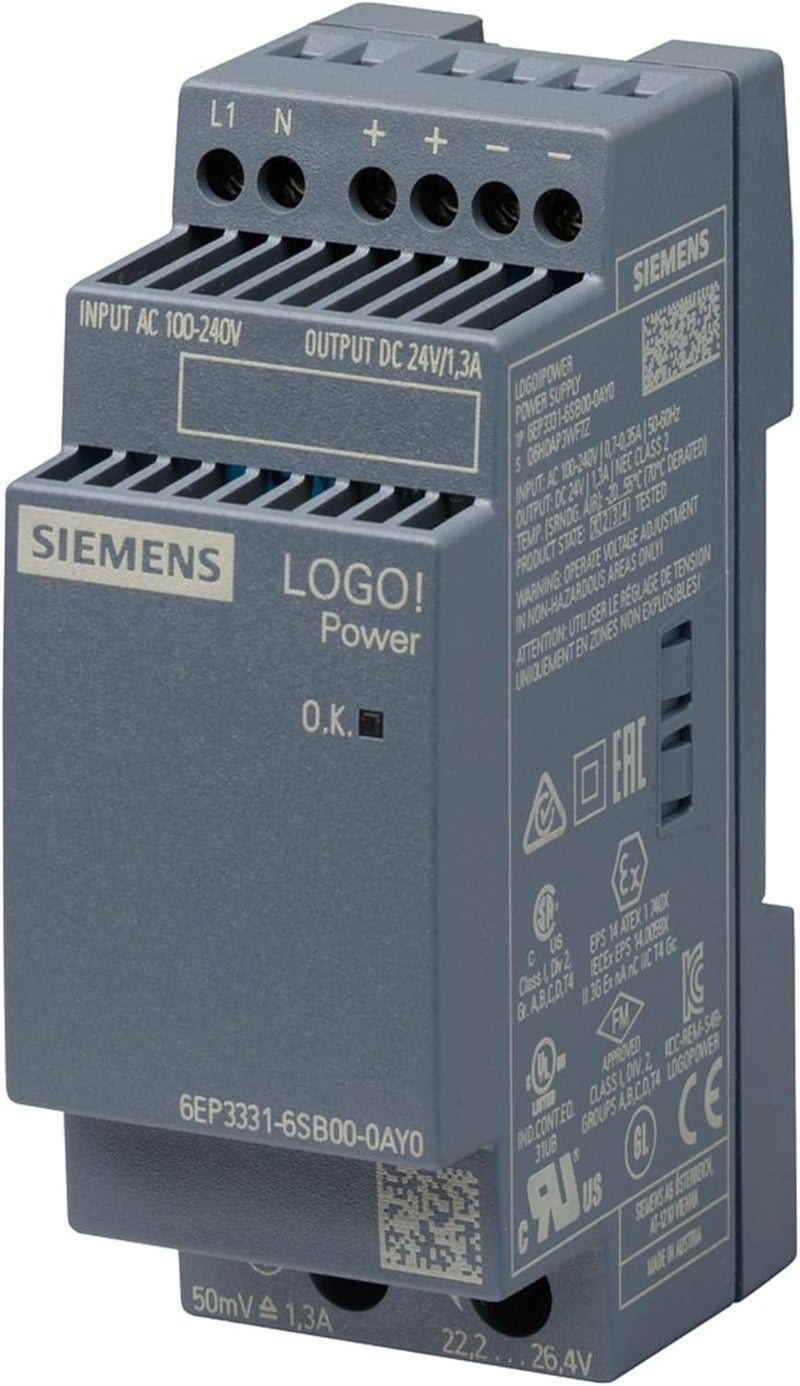 6EP33316SB000AY0  SIEMENS Logo Power Power Supply Unit 100240VAC Input 24VDC Output 13A