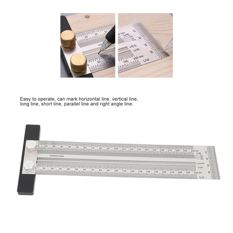 200mm Stainless Steel T Ruler Ultra Accurate Marking Tool For Woodworking And DIY - Image 5
