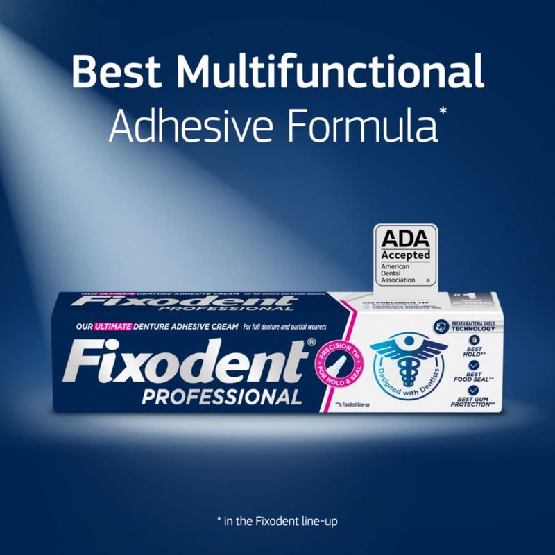 Fixodent Professional Ultimate Denture Adhesive Cream for Full and Partial Dentures, 1.8 oz, 4 Pack - Image 2