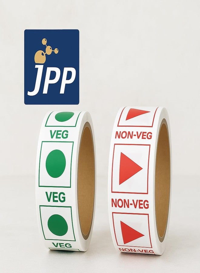 JPPL Veg & Non-Veg Printed Packing Tape Combo | 24mm x 35 Meter | Green & Red Food Labels | Self Adhesive Labeling Tape for Boxes, Delivery, Restaurant, Kitchen Use | Pack of 48 Rolls - Image 2