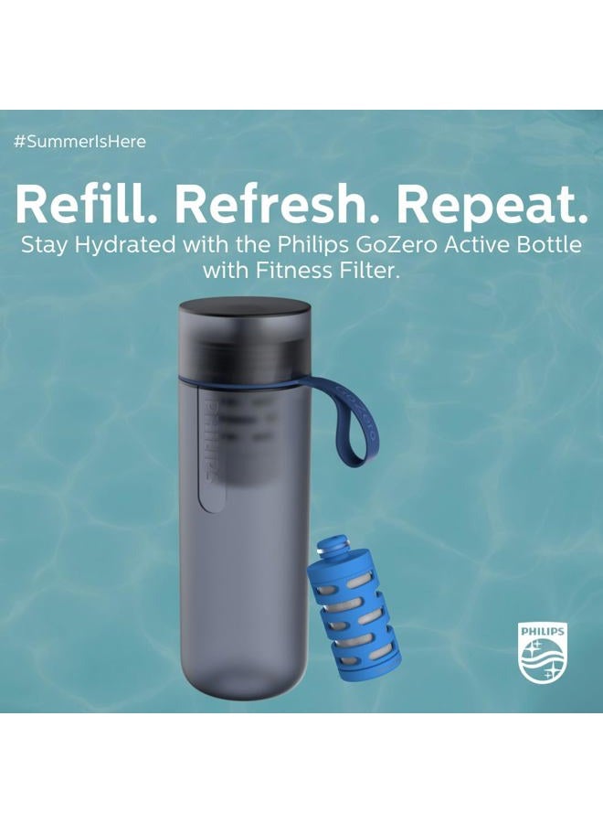 Philips Water GoZero Active BPA-Free Water Bottle with Fitness Tap Water Filter, Sport Squeeze Water Bottle, Lightweight, Blue, 20 oz with Fitness Filter, Blue  - Image 4
