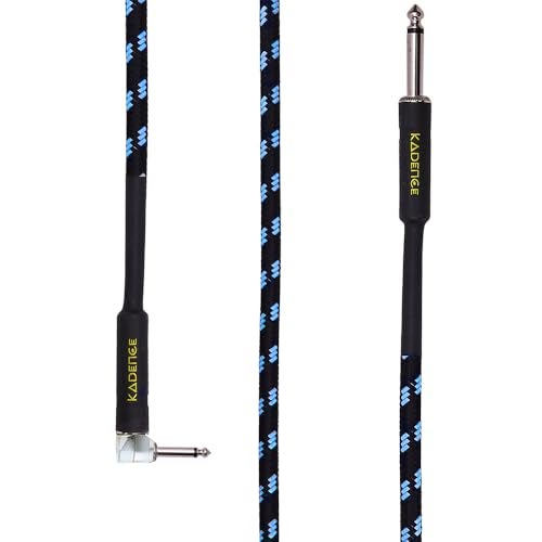 Kadence Guitar Cable 10ft(3MTR) Electric Instrument Cable Bass AMP Cord for Electric Guitar, Bass Guitar,Electric Mandolin,Amplifier,Speaker(Right Angle to Straight) TRS 6.3mm jack/Jack 90o-Black,Blue - Image 2