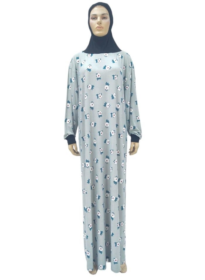 Dee's Fashion Women's printed Prayer Gown, Full Length Modest Islamic Robe, Long Sleeves, Comfortable and Elegant  - Image 1