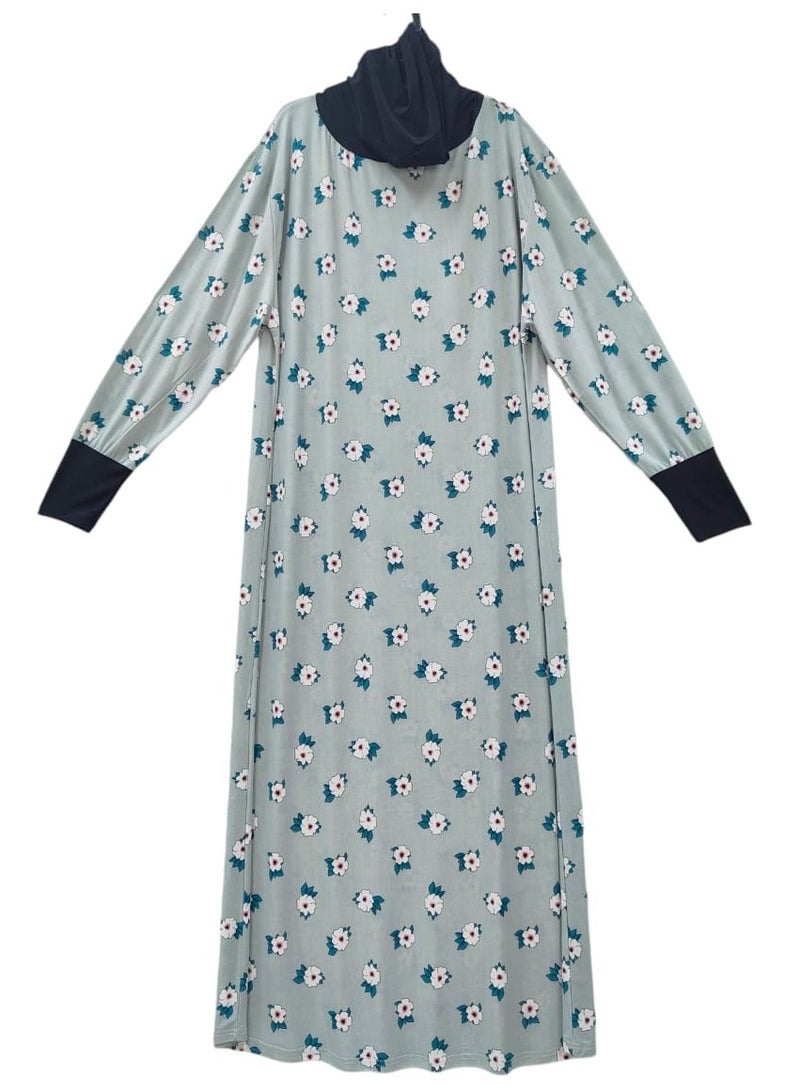Dee's Fashion Women's printed Prayer Gown, Full Length Modest Islamic Robe, Long Sleeves, Comfortable and Elegant  - Image 2