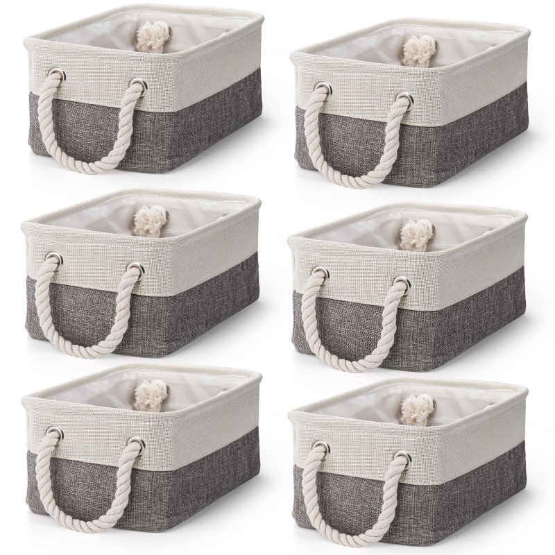 Dicunoy Dicunoy 6 Pack Storage Baskets for Organizing Small Cloth Basket Bins with Handles Empty Gift Baskets Fabric Canvas Boxes for Classrooms School Shelves Nursery Closet Toys 12 x 8 x 5 inch 