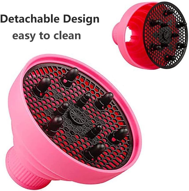 KUAZIVI Universal Collapsible Hair Dryer Diffuser Travel and Easy Storage Diffuser Fit Most of Hair Dryer (Pink) - Image 3