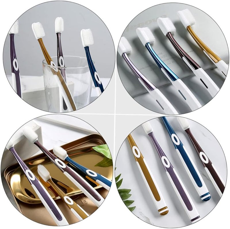 3 Sets Nano Silicone Toothbrush for Adults Soft Bristles Assorted Color Travel Portable - Image 3