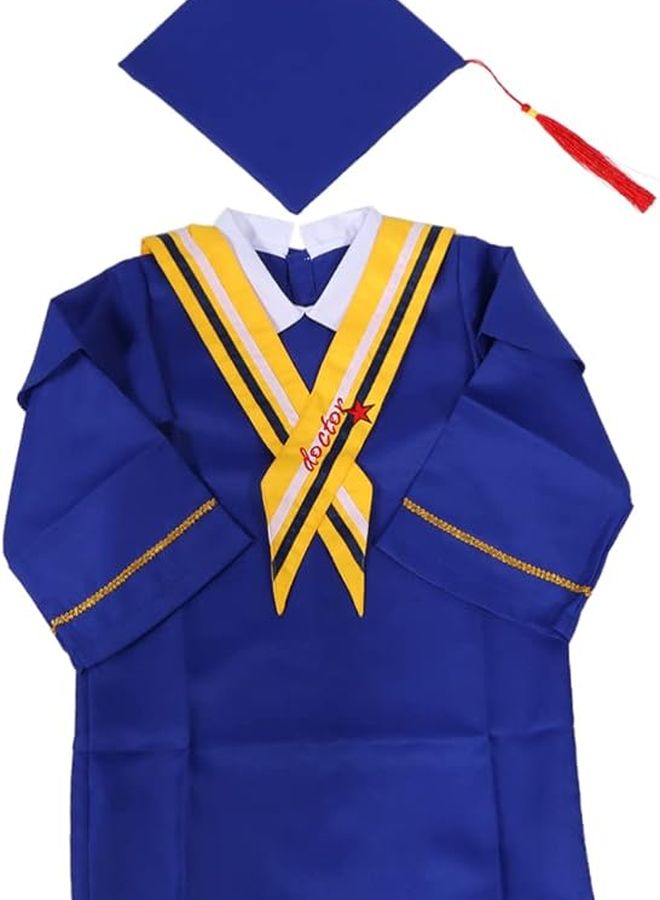 Graduation Gown and Cap Set 2PCS for School Ceremony Events Photos Height 120 140cm - Image 1