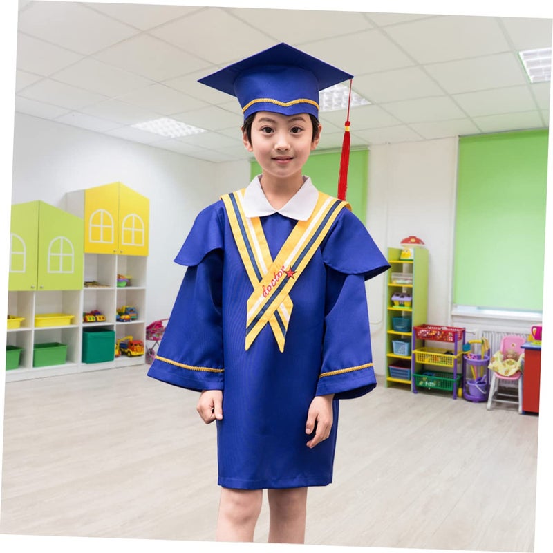 Graduation Gown and Cap Set 2PCS for School Ceremony Events Photos Height 120 140cm - Image 3