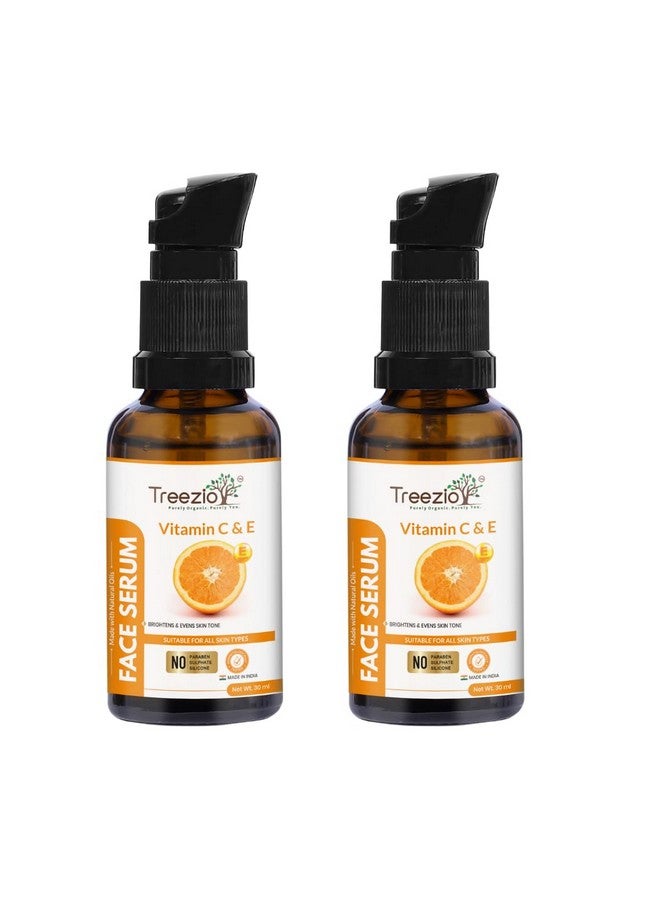 Treezio Vitamin C & E Face Serum - Brighten & Hydrate Skin, For Youthful, Glowing Skin | No Sulphate No Paraben | For Men & Women Pack of 2 (30 ml Each) - Image 1